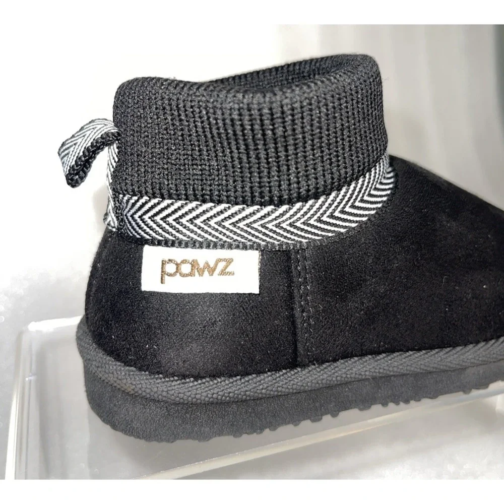 Pawz by Bearpaw Toddler Size 7/8 Fleece Lined Faux‎ Fur Slipper Boots Black NEW